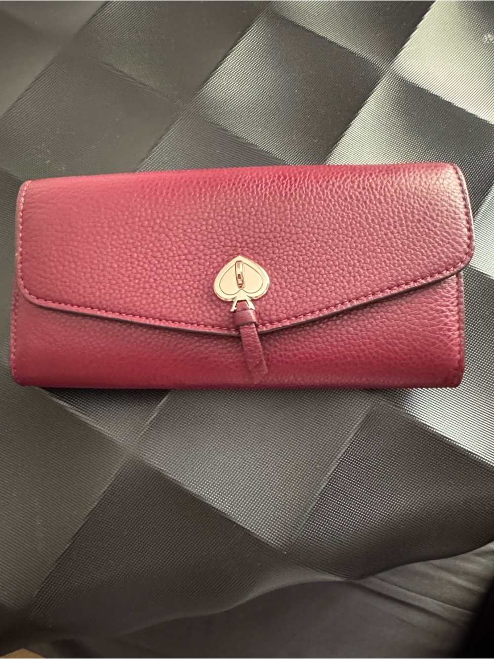 Kate Spade Marti Pebbled Leather Wallet Clutch – Deep Berry